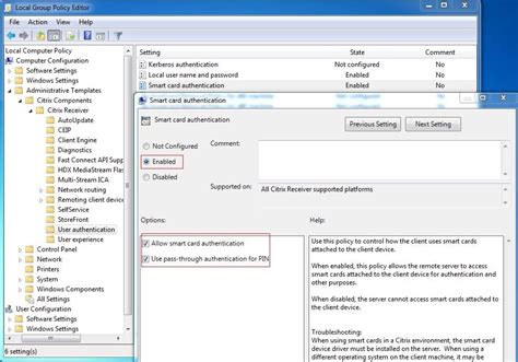 smart card authentication configuration|enable smart card log on.